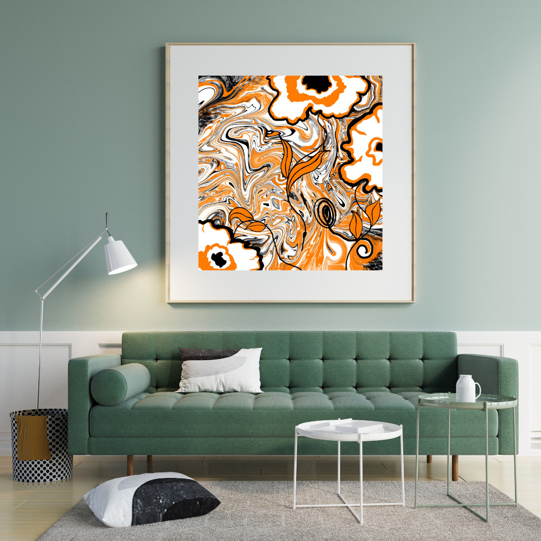 "Swirls of orange sorbet